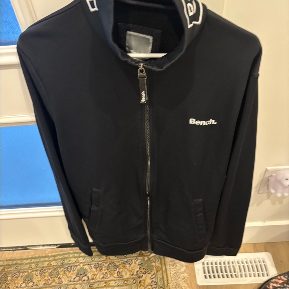 Bench Black Windbreaker Jacket with Full-Length Zipper